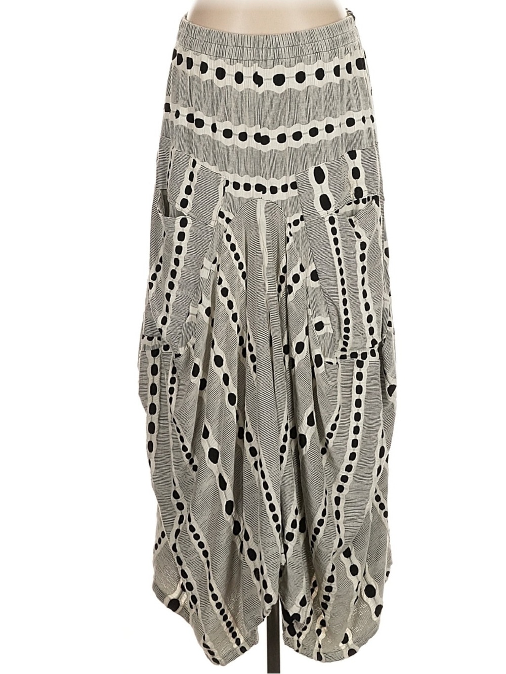 Rare NWOT Dress To Kill Lagenlook Skirt White Black Size 1 = Small/Medium